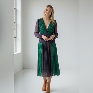 Raquel Diniz Elegant Green and Purple Women's Dress medium